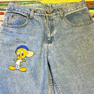 VTG- Looney Tunes Tweety Bird Crop Jeans-#1880+
